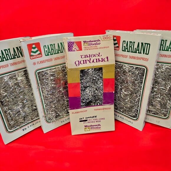 Vintage Lot Barcana Silver Tinsel Christmas Garland Flame/Tarnishproof (180 ft) - Picture 15 of 15